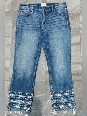 DRIFTWOOD Denim Ankle Jeans with Embroidered Beaded Hem
